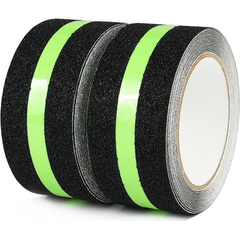 2-pack,Ruban adhésif antidérapant escalier avec film Lumineux Brille dans Le Noir,5cm x 10m,Ruban Sécurité Antidérapant Phosphorescent pour escaliers intérieur et extérieur et les marches (1/5)