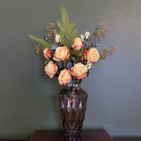 65cm Yellow Rose Display Geometric Glass Vase (1/5)
