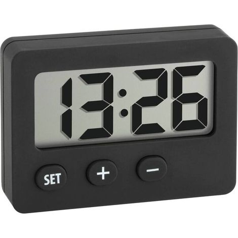 [GEBRAUCHT] B-Ware Tfa Quarz Tischuhr digital 60-2013-01 Schwarz Ziffernblatt grün grau (1/2)