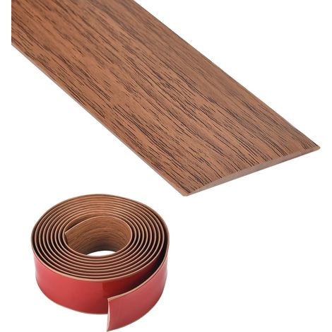 Profilé de transition autocollant en vinyle - Plinthe de sol - Baguettes de recouvrement - Grain de bois de noyer - 5 cm x 3 m (1/5)