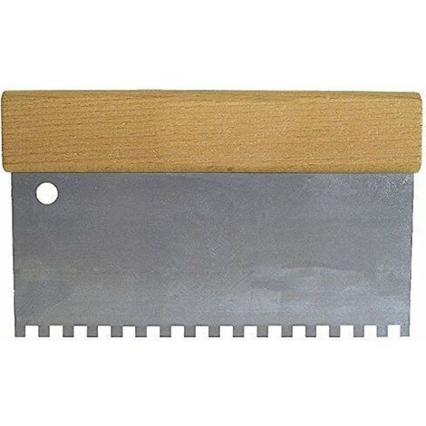 TrAdE Shop Traesio - Spatola Dentata Frattazzo Per Colla In Acciaio Impugnatura Legno 4" 10 Cm -