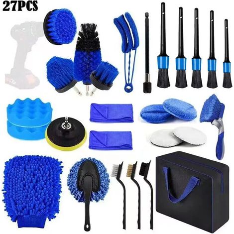 27Car Wash Cleaning Brush Set Car Interior Cleaning Electric Drill Bruch Head Detail Brush