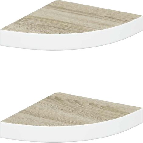 vidaXL Mensole Angolari 2pz Rovere e Bianco 25x25x3,8 cm in MDF (1/5)