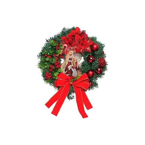 Künstlicher Weihnachtskranz mit Beeren und Schleife, dekorativer Türanhänger für festliche Weihnachtsdekoration, Wandbehang für die Feiertage (1/4)