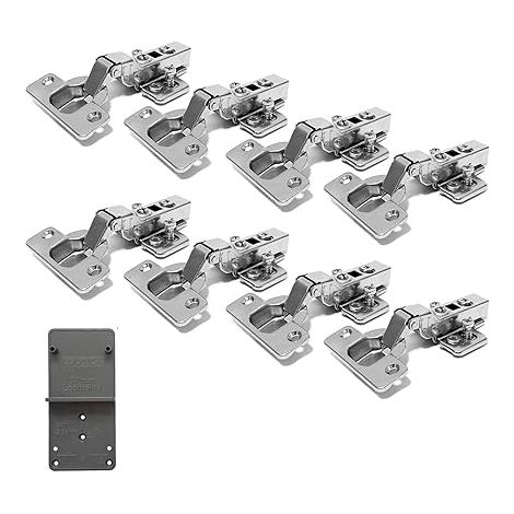 110 Degré Clip Semi Recouvrante 35mm Soft Close Charnieres avec Amortisseur Hydraulique Fermeture Automatique Charnière à Amorti pour Armoires de Porte Cuisine Lot de 8 (1/5)