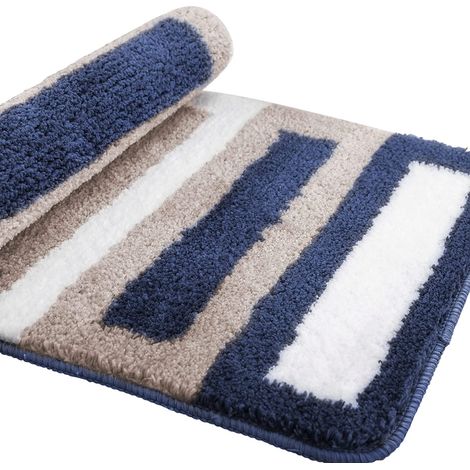 Alfombrilla antideslizante para baño, cocina y ducha, de microfibra suave, de secado rápido, absorbente y lavable a máquina - 40 x 60 cm (Azul) (1/5)
