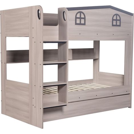 Hector Bunk Bed & Trundle Set - L113 x W169 x H198 cm - Ash Grey
