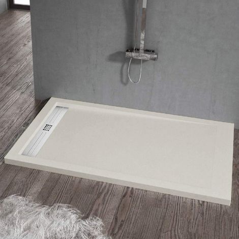 Receveur de douche 70 x 170 cm extra plat ELITE en résine surface ardoisée sable (1/5)