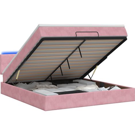 Maison Exclusive - Lit coffre avec matelas et LED Rose 140 x 200 cm Velours (1/5)