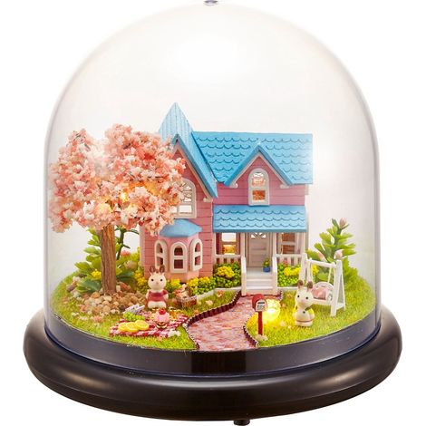 Kit maison miniature DIY lumineux LED 2 - Loisir créatif bâtiment, décoration intérieure, cadeau Noël anniversaire (1/5)