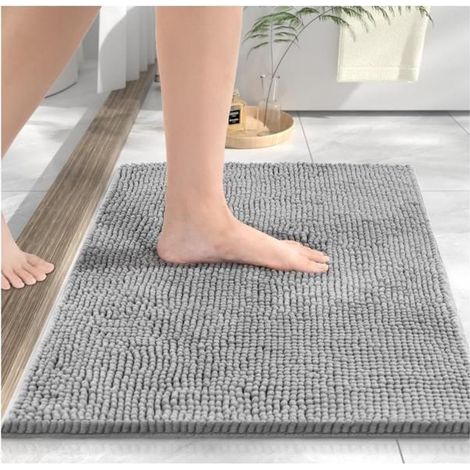 40x60 cm bath mat - Super absorbent, non-slip, machine washable, gray.