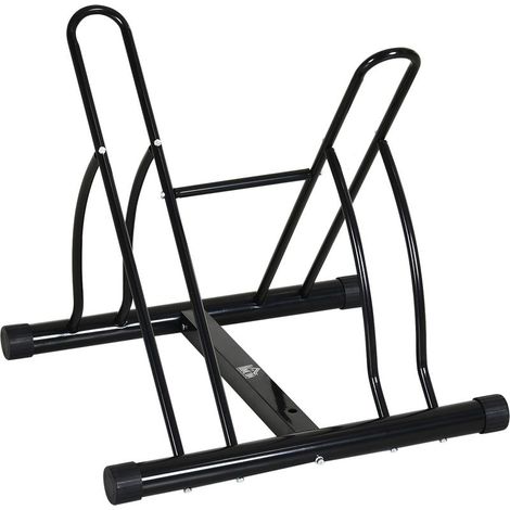 Support à Vélo pour 2 Bicyclettes avec Pneus jusqu'à 6.5 cm, Structure Orientable en Acier Noir, Dimensions 60x54x57 cm (1/5)