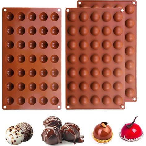 Molde de silicona para hornear de 3 piezas, media esfera, molde de silicona semiesférico de 35 cavidades, molde de silicona para chocolate, molde para hornear para hacer chocolate, pasteles, gelatina (1/5)