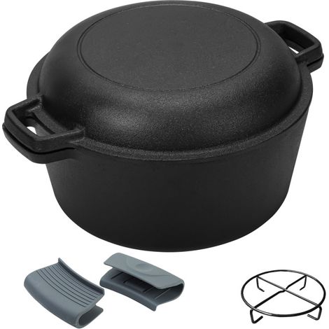 SWANEW Dutch Oven Casseruola in ghisa Casseruola Dutch Oven Casseruola in ghisa da 4.6 litri con manici in silicone e supporto in metallo (1/3)