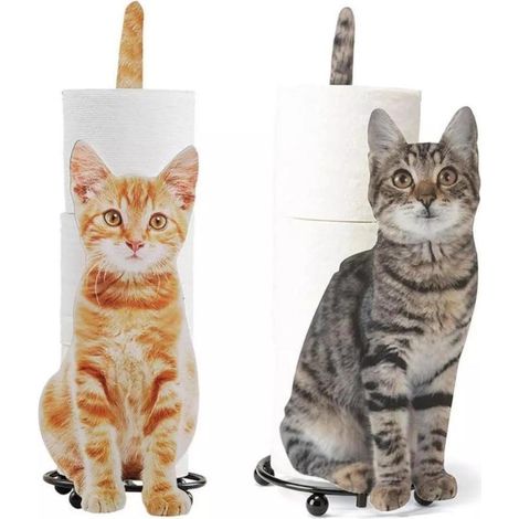 Porte-Rouleau de Papier Automatique Dual Sensor avec Design Chat, pour Maison/Restaurant/Hôtel (Matériel: Fer, Coloris: Gris/Jaune, Dimensions: 15.5cm15.5cm44.6cm) (1/5)