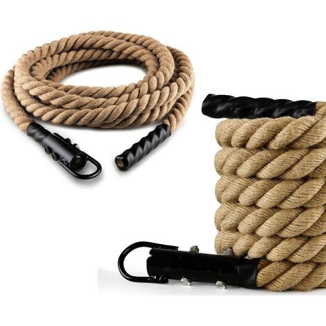 Hanf-Kletterseil 38 mm – 4/5/6 m – Fitnessseil für Krafttraining, Crosstraining und Muskeltraining – bis 220 kg (1/5)