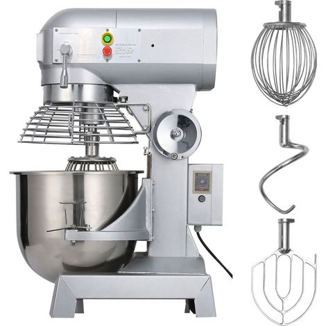 Robot pâtissier professionnel 15Qt 600W, 3 vitesses (110/178/390 tr/min), robuste 110V, bol inox, crochet, fouet, batteur, idéal écoles, boulangeries, restaurants (1/5)