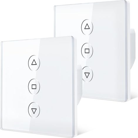 Interrupteur Volet Roulant Connecté 80  80mm Interrupteur de Stores WiFi Contrôle à Distance - Fil Neutre Requis Blanc (1/5)