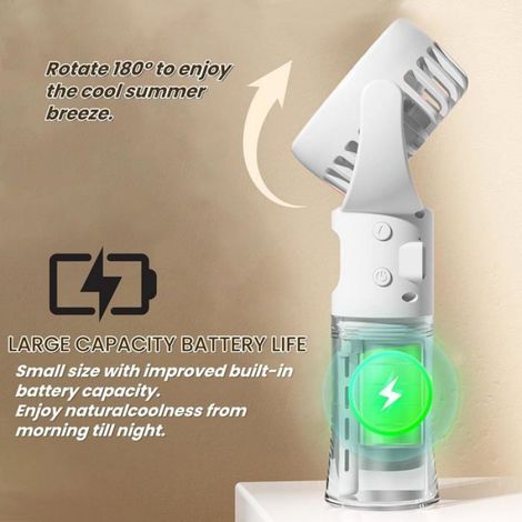 Ventilateur manuel, mini ventilateur portable avec spray de brume d'eau, ventilateur USB rechargeable avec 4 vitesses, petit vent (1/5)