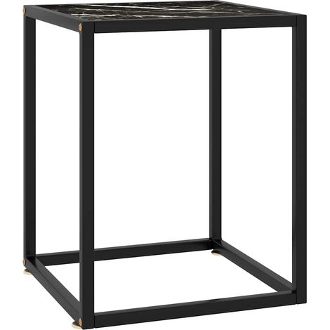 vidaXL Table basse Noir avec verre marbre noir 40x40x50 cm (1/5)