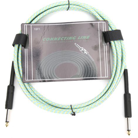 Câble guitare tressé blindé fiche nickelée cordon audio fil instrument musique électronique (Vert) (1/5)