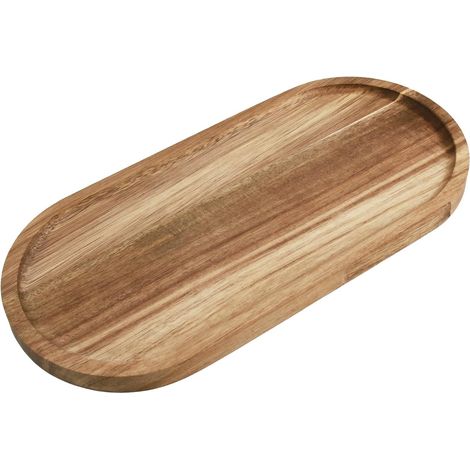 1 Plateau Elliptique En Acacia, 30x14x1.5 Cm, Design Naturel, Pour Cuisine, Salon, Bureau (1/5)