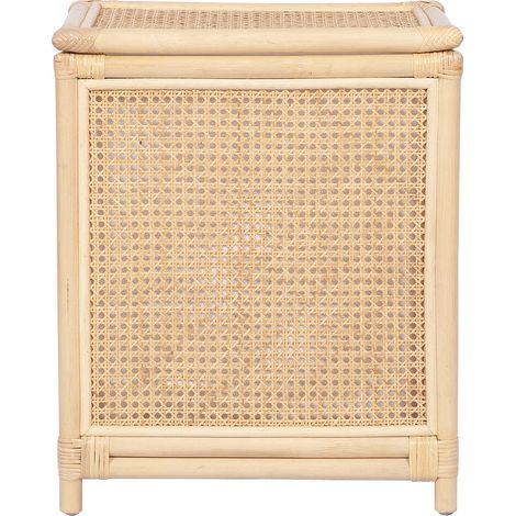 Panier à linge en rotin finition cannage avec couvercle - L. 45 x P. 33 x H. 56 cm - Naturel - CALYMA (1/4)