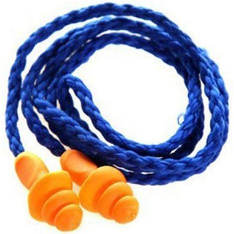 Wiederverwendbare Ohrstöpsel – 1 Paar – Silikagel – Geräuschdämpfung mit Kabel – Für Musiker und Schläfer – Gelb und Blau (1/5)