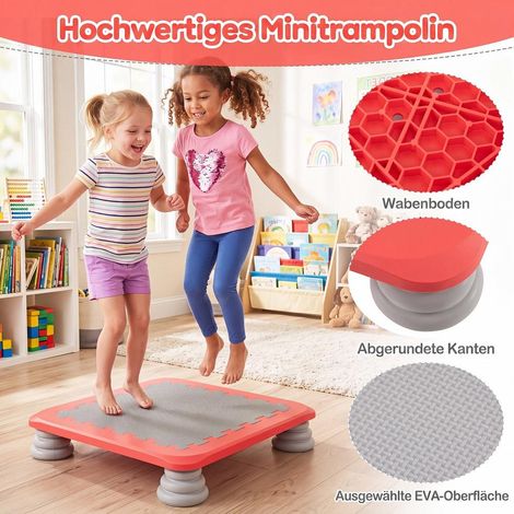 Avec 4 patins amovibles, trampoline enfant 25,5 pouces, rangement compact et rebond stable (1/5)