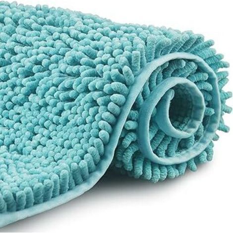 Tapis de Bain Antidérapant à Poils Longs en Microfibre Chenille 35X60 cm, Tapis de Sol Lavable en Machine avec Microfibre Chenille Douce Absorbant l'eau pour Bain, Douche et Salle de Bain (1/4)