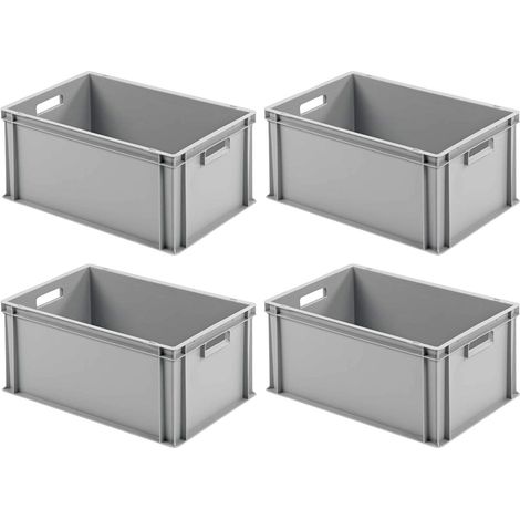 BRB 4 récipients Euro avec 2 poignées, 600 x 400 x 280 mm, gris