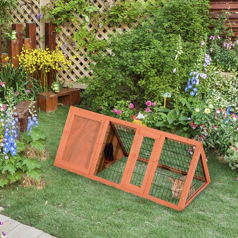 Cage pour lapins et animaux domestiques, clapier en bois de sapin 118 x 50 x 45 cm (1/4)