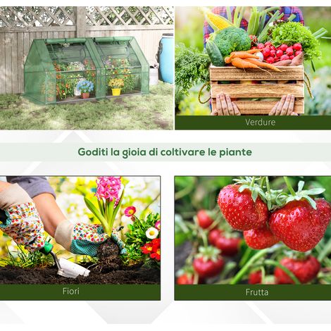 Lot de 2 Couvertures de Serre pour Légumes, 180x90x90cm, Vert, avec Armature Acier et Bâches PE/PVC (1/5)