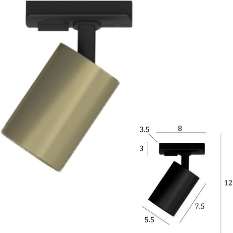 Binario top light mono yarikit 200 ne gu10 led lampada soffitto faretti spot orientabili moderno, colore oro