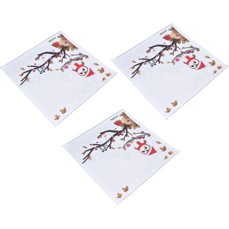 3 Autocollants Innovants de Chouette sur Branche pour Décoration de Noël Maison Boutique JUV205‑B