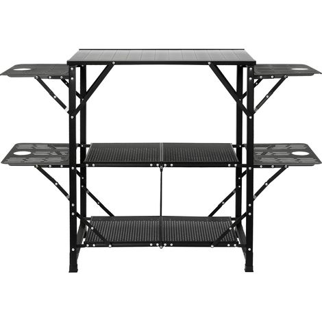 Mophorn Mesa de cocina para acampar, estación de cocina portátil plegable de una pieza con bolsa de transporte, mesa de aluminio con 4 mesas laterales de hierro y 2 estantes, ideal para picnics al air (1/5)