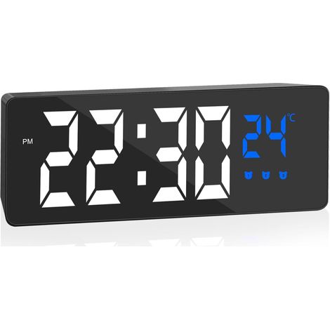 Digitaler Wecker, großer Bildschirm mit Temperaturanzeige, Nachttischuhr, USB-betriebener Wecker, Wecker mit 3 Schlummermodi, 12/24 Stunden, automatischer Dimmer bei Nacht