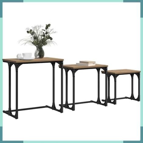 Table basse gigogne 3 pièces - 883532 - Chêne artisanal - Bois d'ingénierie - 50,5 x 35 x 53 cm (1/5)
