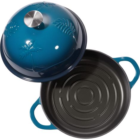 Mophorn Forno olandese in ghisa smaltata, pentola da 4,7 l ideale per la preparazione di pane, dotata di coperchio e manici doppi, compatibile con forni a induzione fino a 260 ℃, per cucinare (1/5)