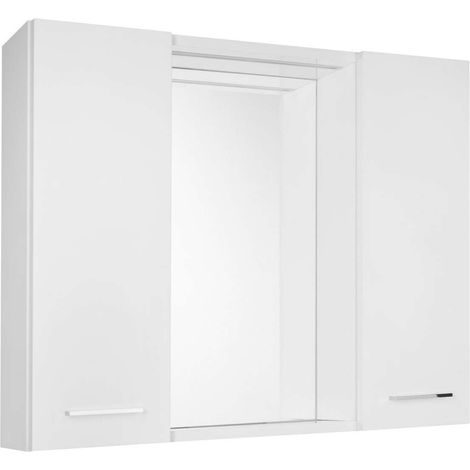 Aqualine Zoja - Armadietto a specchio con illuminazione a LED, 70x60x14 cm, 2 ante, bianco 45025S (1/4)