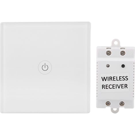 Drahtloses Touch-Wandbedienfeld mit Empfänger für Smart Home 100-240V (weiß) (1/5)