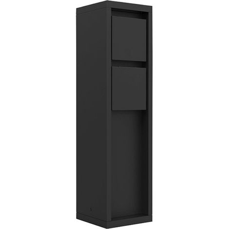 Borne extérieure 2 prises type E IP54 – Aluminium noir – Protection contre projections d’eau – Pour éclairage jardin – Lutec
