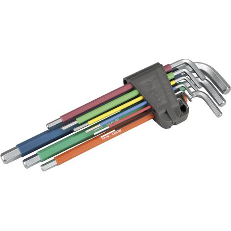 JUEGO 9 LLAVES ALLEN HEXAG. MULTICOLOR