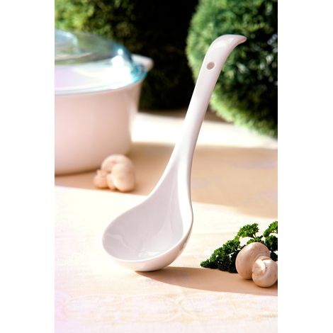 Suppenkelle – 1 Stück – Weißes Porzellan – Hitzebeständig – Profiküche – 27,5 cm