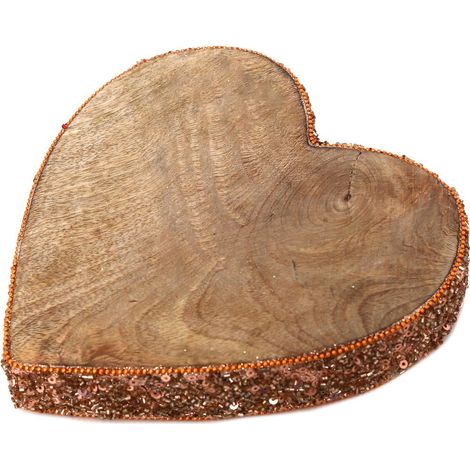 Décoration de Noël cœur en bois à sequin petit modèle NOEL GIVRE