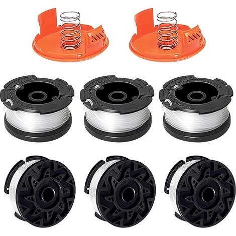 Bobine Fil Coupe Bordure Compatible avec Black+Decker A6481 A6485 AF-100 AF-100-3ZP,Convient pour ST5530-GB GLC3630L20-GB STC1820PC-GB BESTA530-GB BESTA525-GB(6 Bobine+2 Couvercle+2 Ressort) (1/5)