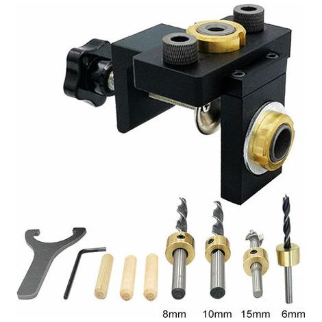 royaluxe -Gabarit de goujonnage kit de gabarit de trou de poche en bois perçage vertical localisateur détachable pour meubles connexion perforateur outils de menuiserie (1/4)