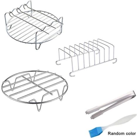 supports de grille en métal de qualité alimentaire pour friteuse à air, double couche, acier inoxydable, neuf - 15 cm - 6 pouces (1/5)