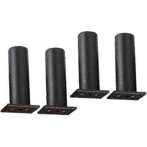 Lot de 4 pieds de canapé en alliage d'aluminium de 12 cm, pieds de fauteuil, pieds de remplacement pour meubles avec plaques de fixation (noir) (1/5)