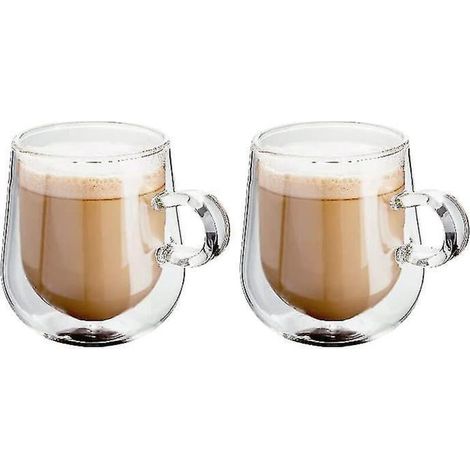 Tasses à café en verre à double paroi avec anse, lot de 2 (50 ml/150 ml/280 ml) - 280 ml (1/5)